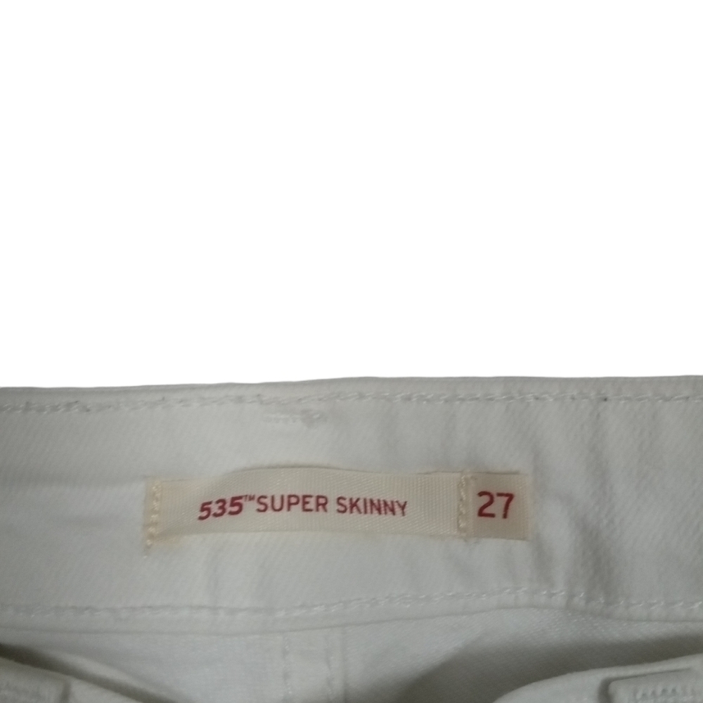 Levi 535 Super Skinny White Raw Hem Jeans Size 27 - Picture 4 of 8